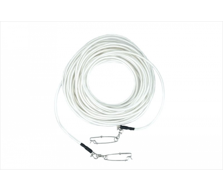 Picasso PVC Floatline 8 mm coiled on a white background with Orca clips